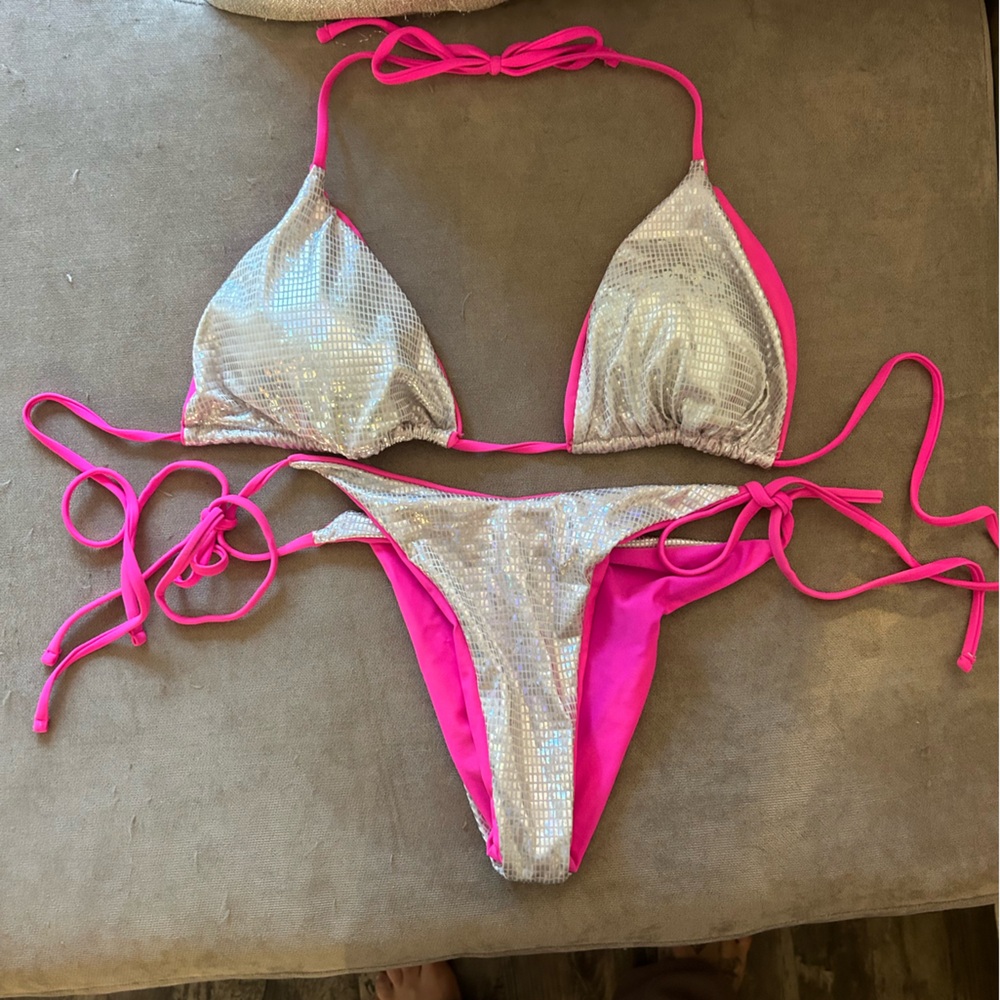 Pool Party Glitter Bikini, Neon Strap, Padded 2Pc Swimsuit Boudoir Shoot